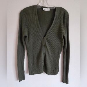 ARMEDANGELS | Ribbed Cardigan Cotton Green Sz XXL